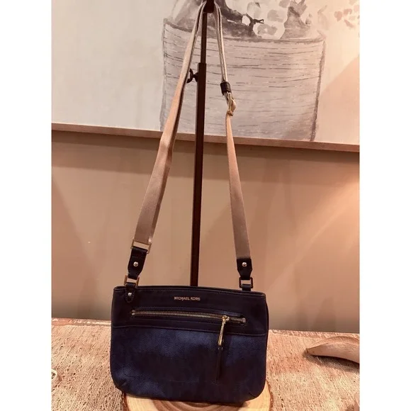 Michael Kors Jet Set Sport Logo Bag Crossbody File Zipper Baltic Blue - Picture 4 of 11